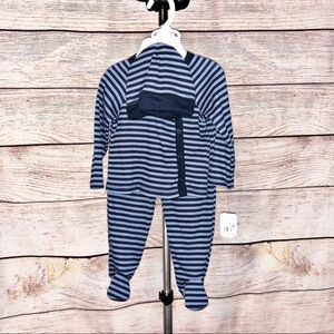 Lullaby Lane Blue Striped Infant 3 Piece Outfit Size 6-9M